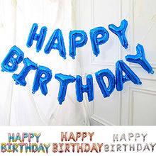 Carica l'immagine nel visualizzatore di Gallery, Ponmoo Foil Palloncini Happy Birthday Banner Kit - Blu, 1happy - Blu