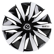 Carica l'immagine nel visualizzatore di Gallery, Sparco SPC1491BKSV Copriruota, Nero/Argento, 14", Set di 4 Nero/Argento