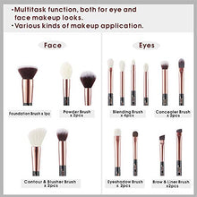 Carica l'immagine nel visualizzatore di Gallery, Jessup 15Pz Oro Rosa/Nero Pennelli per trucco professionale Set trucco...
