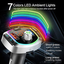 Carica l'immagine nel visualizzatore di Gallery, Trasmettitore FM Bluetooth, Transmitter Bluetooth Vivavoce 5.0 con 7 Colori...