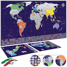 Carica l'immagine nel visualizzatore di Gallery, Cartlab poster mappa del mondo + Italia da grattare con bandiere - le...