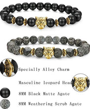 Carica l'immagine nel visualizzatore di Gallery, Milacolato 4 Pc Lava Rock Bead Bracciale per Uomo Leopard Lion Braccialetto... - Ilgrandebazar
