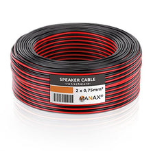 Carica l'immagine nel visualizzatore di Gallery, MANAX – Cavo per altoparlante Box cavo 2 x 30m 0,75mm² - 2 Ringe, rosso/nero - Ilgrandebazar