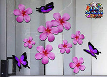 Carica l'immagine nel visualizzatore di Gallery, Fiore frangipani plumeria rosa doppio + farfalla grande adesivi auto... - Ilgrandebazar