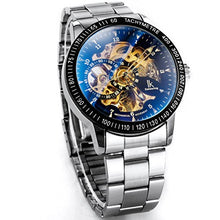 Carica l'immagine nel visualizzatore di Gallery, Alienwork IK Orologio Nero/Movimento D'oro/Cinturino In Metallo Argento - Ilgrandebazar