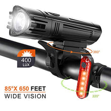 Carica l'immagine nel visualizzatore di Gallery, WOTEK Luci per Bicicletta Set Bici Ricaricabili e Impermeabili USB...