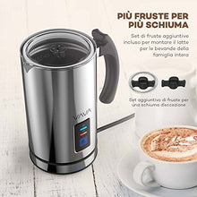 Carica l'immagine nel visualizzatore di Gallery, NWOUIIAY VAVA Montalatte Elettrico 500W 240mL Schiumatore Acciaio Inox Caffè Argento