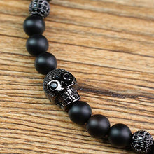 Carica l'immagine nel visualizzatore di Gallery, COAI Set Due Bracciali da Uomo in Onice Opaca e Amuleto Teschio, Bracciali...