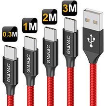 Carica l'immagine nel visualizzatore di Gallery, GIANAC Cavo USB [4 Pezzi 0.3M+1M+2M+3M] 3A Nylon Type-C di Rapida...