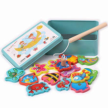 Carica l'immagine nel visualizzatore di Gallery, LHKJ Magnetico Gioco di Pesca,Gioco Pesca in Legno per bambini,15 Pesci... - Ilgrandebazar