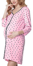 Carica l'immagine nel visualizzatore di Gallery, Bellivalini Camicia da Notte Premaman Manica 3/4 L, Rosa-pois (Grafite) - Ilgrandebazar