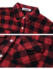 Carica l'immagine nel visualizzatore di Gallery, Aibrou Camicia Quadri Donna di Flanella Manica Lunga Classici Bluse XL, Rosso - Ilgrandebazar