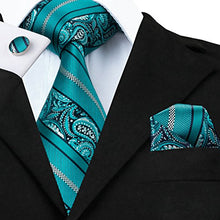 Carica l'immagine nel visualizzatore di Gallery, Hi-Tie Cravatta classica da uomo con gemelli e pochette - Ilgrandebazar