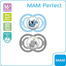 Carica l'immagine nel visualizzatore di Gallery, MAM, Ciuccio anti colica Perfect, in silicone, 16+, confezione doppia, Blu e...