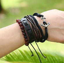 Carica l'immagine nel visualizzatore di Gallery, 4PCS Bracciale da Uomo Retrò pelle Braccialetto di perline naturali, VMINE... - Ilgrandebazar