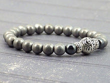 Carica l'immagine nel visualizzatore di Gallery, Bracciale per gli uomini in ematite nero e grigio e perle di tibetani - Ilgrandebazar