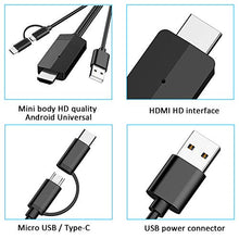 Carica l'immagine nel visualizzatore di Gallery, Cavo 2 In 1 Da Usb Tipo C/Micro a Hdmi 2m, Adattatore Micro/USB C to HDMI