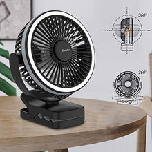 Carica l'immagine nel visualizzatore di Gallery, EasyAcc Ventilatore Clip da Campeggio,6700mAh USB 6700mAh, Nero