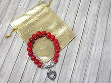 Carica l'immagine nel visualizzatore di Gallery, Bracciale da donna in perle di turchese rosso con pendente argento... - Ilgrandebazar