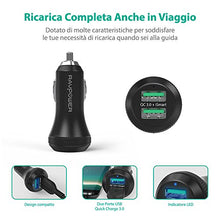 Carica l'immagine nel visualizzatore di Gallery, RAVPower Caricatore Adattatore Doppio per Auto USB 40W 3A Quick Charge Nero - Ilgrandebazar