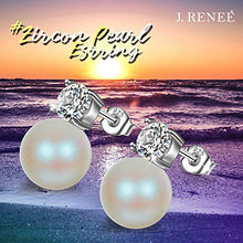 Carica l'immagine nel visualizzatore di Gallery, J. RENEÉ Regalo San Valentino, Orecchini Donna, argento Bianca 8mm - Ilgrandebazar