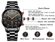 Carica l'immagine nel visualizzatore di Gallery, LIGE Orologi Uomo Acciaio Inossidabile Impermeabile Quarzo Analogico Black - Ilgrandebazar
