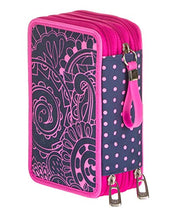 Carica l'immagine nel visualizzatore di Gallery, ASTUCCIO scuola SEVEN - MANDALA - 3 scomparti - Blu - pennarelli matite...