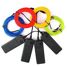 Carica l'immagine nel visualizzatore di Gallery, EL Wire Set, 4 pezzi 5M Flessibile Neon LED Blu Verde Rosso Giallo - Ilgrandebazar
