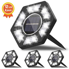 Carica l'immagine nel visualizzatore di Gallery, Fenvella Luci Giardino 12 LEDs, Solari per IP67 4 Pezzi