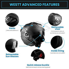 Carica l'immagine nel visualizzatore di Gallery, Westt Jet · Casco Moto Nero Opaco Doppia Visiera M (57-58cm), - Ilgrandebazar