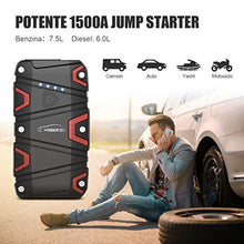 Carica l'immagine nel visualizzatore di Gallery, YABER Avviatore Emergenza per Auto, 1200A Jump Starter Auto Portatile(Fino a...