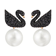 Carica l'immagine nel visualizzatore di Gallery, Swarovski Orecchini Jacket Iconic Swan, Cristallo Nero, Placcati Nella... - Ilgrandebazar