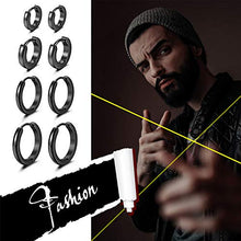 Carica l'immagine nel visualizzatore di Gallery, Cupimatch 7mm-14mm Orecchini cerchio rotondi acciaio inossidabile Nero - Ilgrandebazar