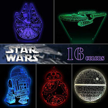 Carica l'immagine nel visualizzatore di Gallery, Lampada 3D Star Wars Regalo Perfetto, 16 Colori Dimmerabile Lamp Illusion... - Ilgrandebazar