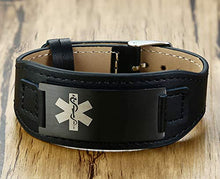 Carica l'immagine nel visualizzatore di Gallery, PJ JEWELLERY - Braccialetto da Uomo in Acciaio Inox e Pelle, Regolabile, con...