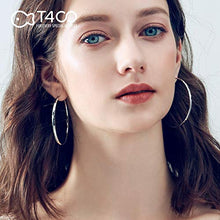 Carica l'immagine nel visualizzatore di Gallery, T400 Orecchini Cerchio Argento 925 Creoli per Donna Ragazze Sleeper Regali...