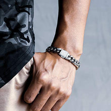 Carica l'immagine nel visualizzatore di Gallery, KRKC&amp;CO Bracciale a Catena Cubana, Cubano Acciaio Grosso Uomo in... - Ilgrandebazar