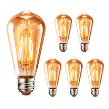 Carica l'immagine nel visualizzatore di Gallery, Lampadine di Filamento a LED, LVWIT ST64 E27 8W 2700K-6 Pezzi (Marrone)