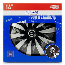 Carica l'immagine nel visualizzatore di Gallery, Sparco SPC1491BKSV Copriruota, Nero/Argento, 14", Set di 4 Nero/Argento