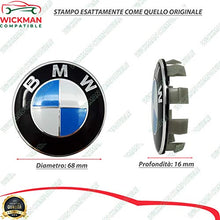 Carica l'immagine nel visualizzatore di Gallery, Set di 4 Tappi Coprimozzo compatibili BMW – Blu e Bianco, Classico, 68 mm... - Ilgrandebazar