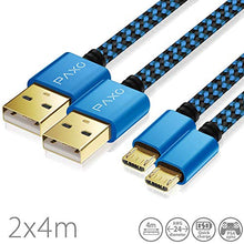 Carica l'immagine nel visualizzatore di Gallery, 2x 4m cavo di ricarica in 4 metri, 2 x Cavo da USB a Micro USB, nero-blu