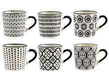 Carica l'immagine nel visualizzatore di Gallery, H&amp;H Vhera Set 6 Tazzine Caffè, Stoneware, Bianco/Nero, 90 ml - Ilgrandebazar