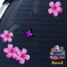 Carica l'immagine nel visualizzatore di Gallery, Fiore frangipani plumeria rosa doppio + farfalla adesivi auto autoadesivi -... - Ilgrandebazar