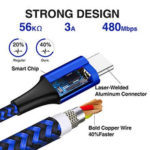 Carica l'immagine nel visualizzatore di Gallery, AVIWIS Cavo USB C [4 Pezzi,0.5M+1M+2M+3M], Nylon Type-C Ricarica...