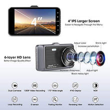 Carica l'immagine nel visualizzatore di Gallery, Dash Cam, Abask Doppia Telecamera per Auto, 4 Pollici FHD 1080P Visione...