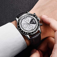 Carica l'immagine nel visualizzatore di Gallery, Orologio da Uomo,LIGE Impermeabile Cronografo Cinturino in Argento Bianco - Ilgrandebazar