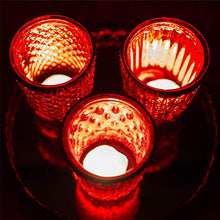 Carica l'immagine nel visualizzatore di Gallery, Home&amp;Decorations - Portacandela in Vetro con Specchio, Rosso, 3,5 x 19 cm Rot - Ilgrandebazar