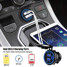 Carica l'immagine nel visualizzatore di Gallery, QC3.0 Presa USB per Auto Doppio con Interruttore Touch 12V / 24V 36W Blu