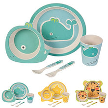 Carica l'immagine nel visualizzatore di Gallery, BIOZOYG Set da Cucina in bambù per Bambini 5 Pezzi Motivo: Balena I - Ilgrandebazar
