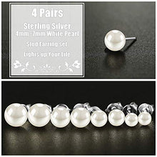 Carica l'immagine nel visualizzatore di Gallery, Finrezio 4 Paia Orecchini A Bottone In Argento Sterling Con Perla D'acqua... - Ilgrandebazar